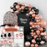 Balionų dekoracija Gimtadienis Vestuvės Vestuvės Juoda Rožinė 18 30 40 50 104 elementai