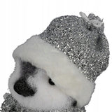 Kalėdinė dekoracija Pingvinas ant slidžių pilkas 28 cm