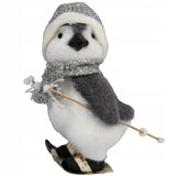 Kalėdinė dekoracija Pingvinas ant slidžių pilkas 28 cm