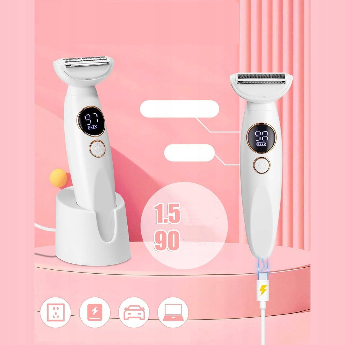 DEPILIATORUS KŪNUI LADY SHAVER SKUSTUVAS MOTERIŠKAS 5 IN 1