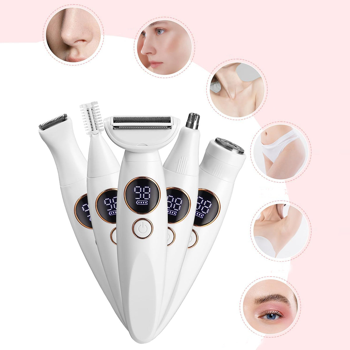 DEPILIATORUS KŪNUI LADY SHAVER SKUSTUVAS MOTERIŠKAS 5 IN 1