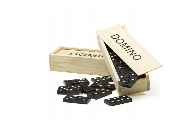 DOMINO 28 X MEDINIAI KLUDAI KOVA ŽAIDIMAS ŠEIMAI DOVANŲ DĖŽUTĖ