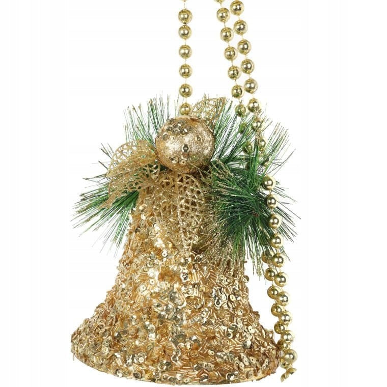 Didelė Kalėdinė dekoracija 4 auksiniai varpeliai, Kalėdinė puošmena ant durų