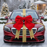 Didelė raudona aksomitinė kokarda pakabukas 60cm kalėdinė