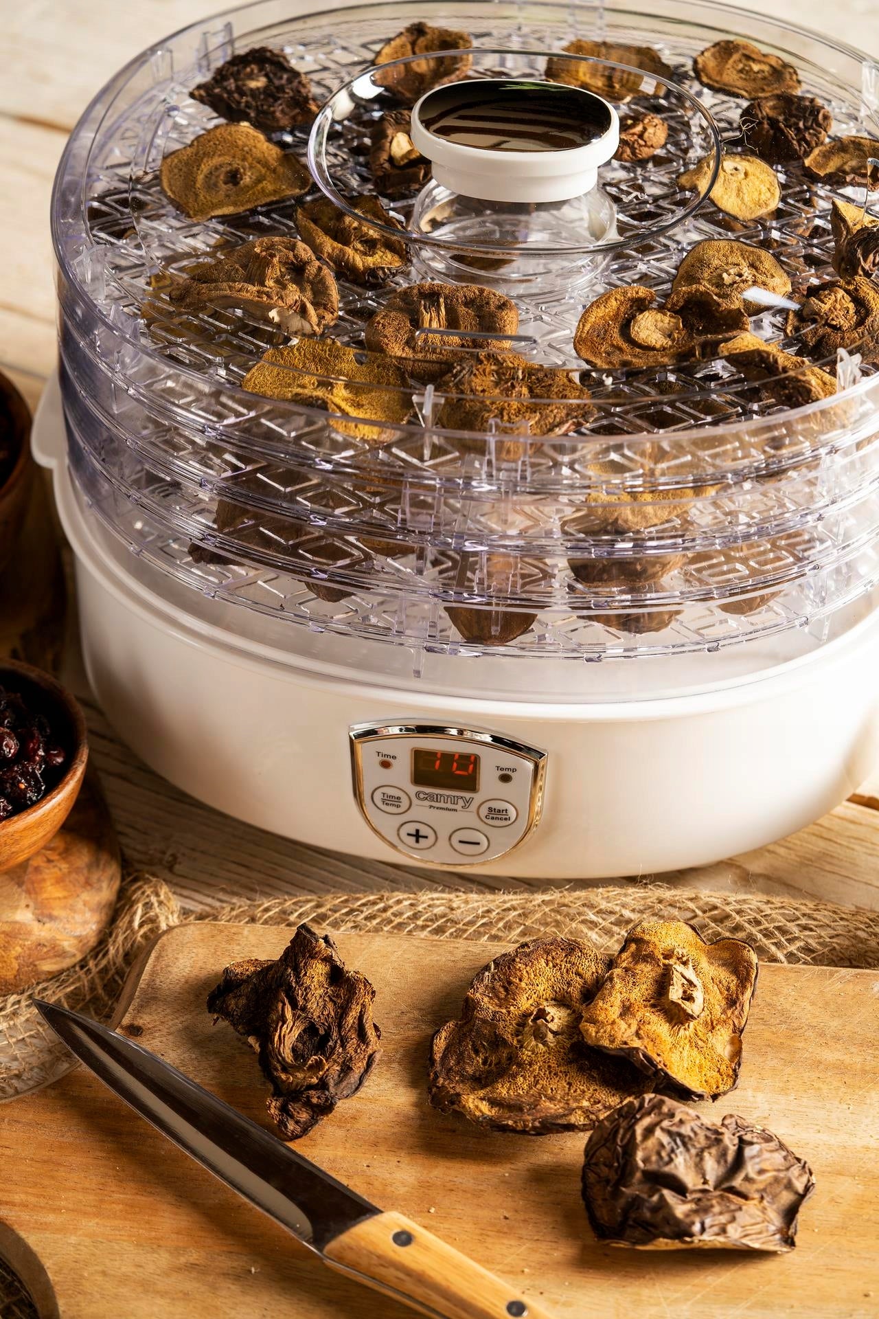 Didelė vaisių, daržovių, grybų džiovykla su cirkuliaciniu kaitinimu 550W, 5 aukštos talpos padėklai