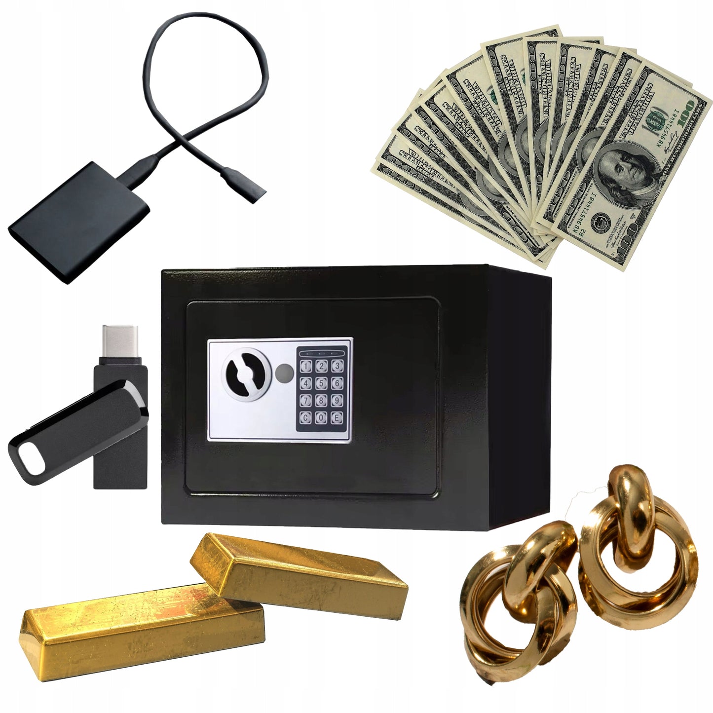 DIDELĖ ELEKTRONINĖ SAUGYKLĖ XL KODINĖ RAKTO KASSELĖ KASA ŠARVUOTA STIPRI