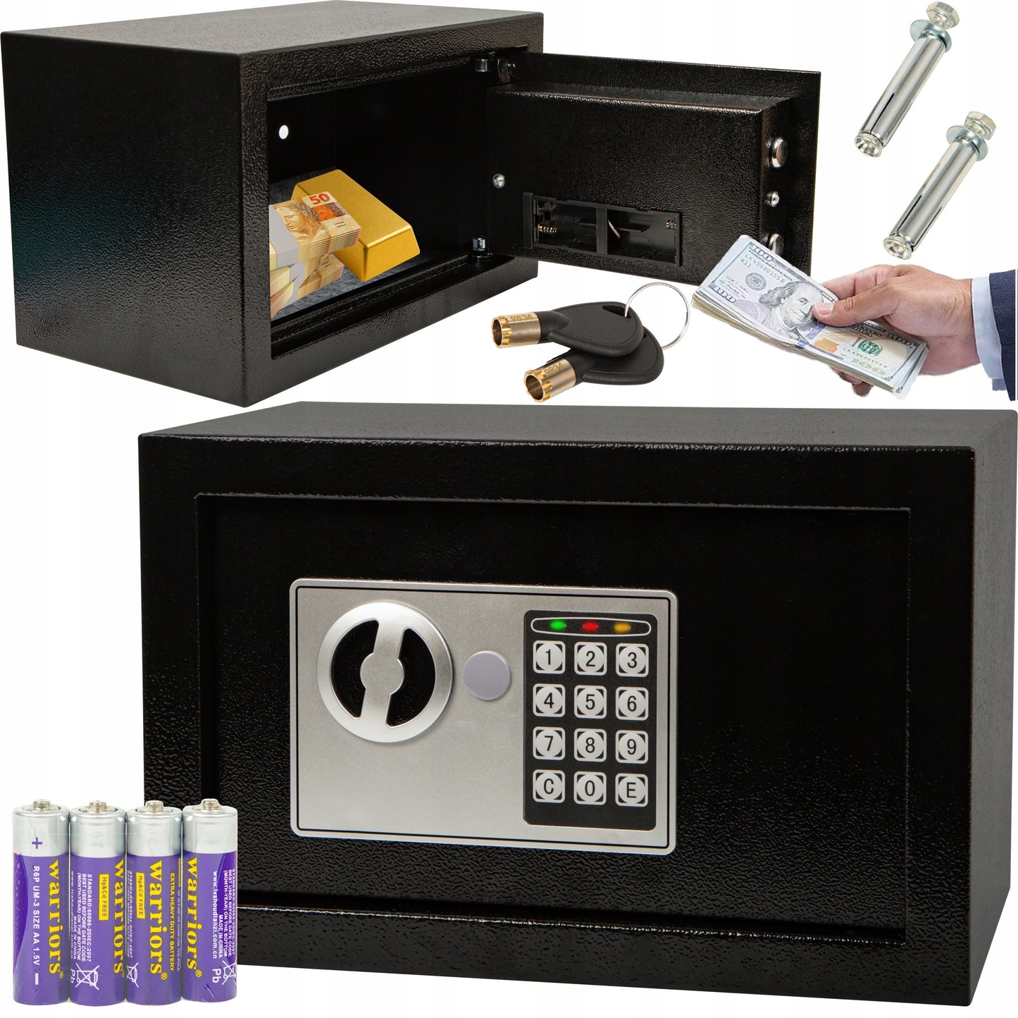 DIDELĖ ELEKTRONINĖ SAUGYKLĖ XL KODINĖ RAKTO KASSELĖ KASA ŠARVUOTA STIPRI