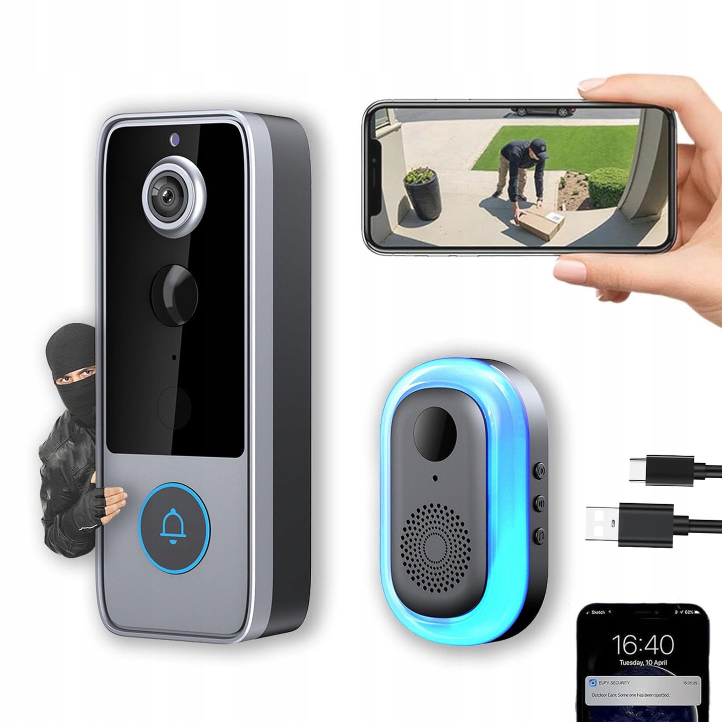 DURŲ SKAMBUTIS SU KAMERA WIFI SMART NUOTOLINIO STEBĖJIMO IP65