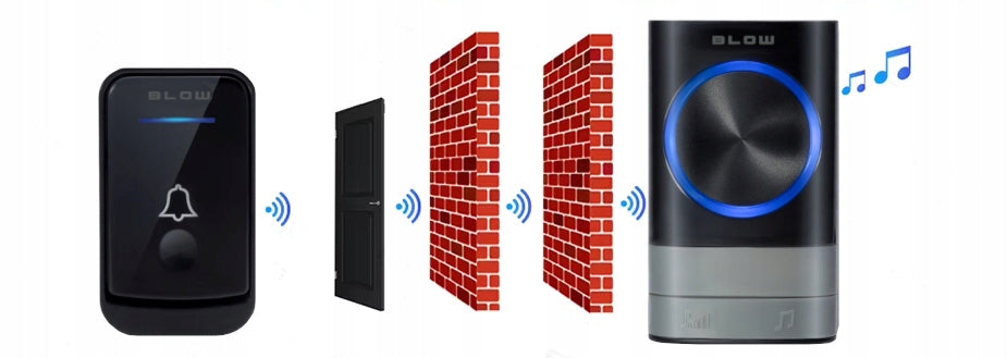 Belaidis vandeniui atsparus IP44 skambutis, ilgas veikimo nuotolis namų durims, varteliams