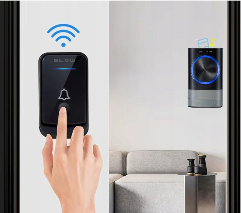 Belaidis vandeniui atsparus IP44 skambutis, ilgas veikimo nuotolis namų durims, varteliams