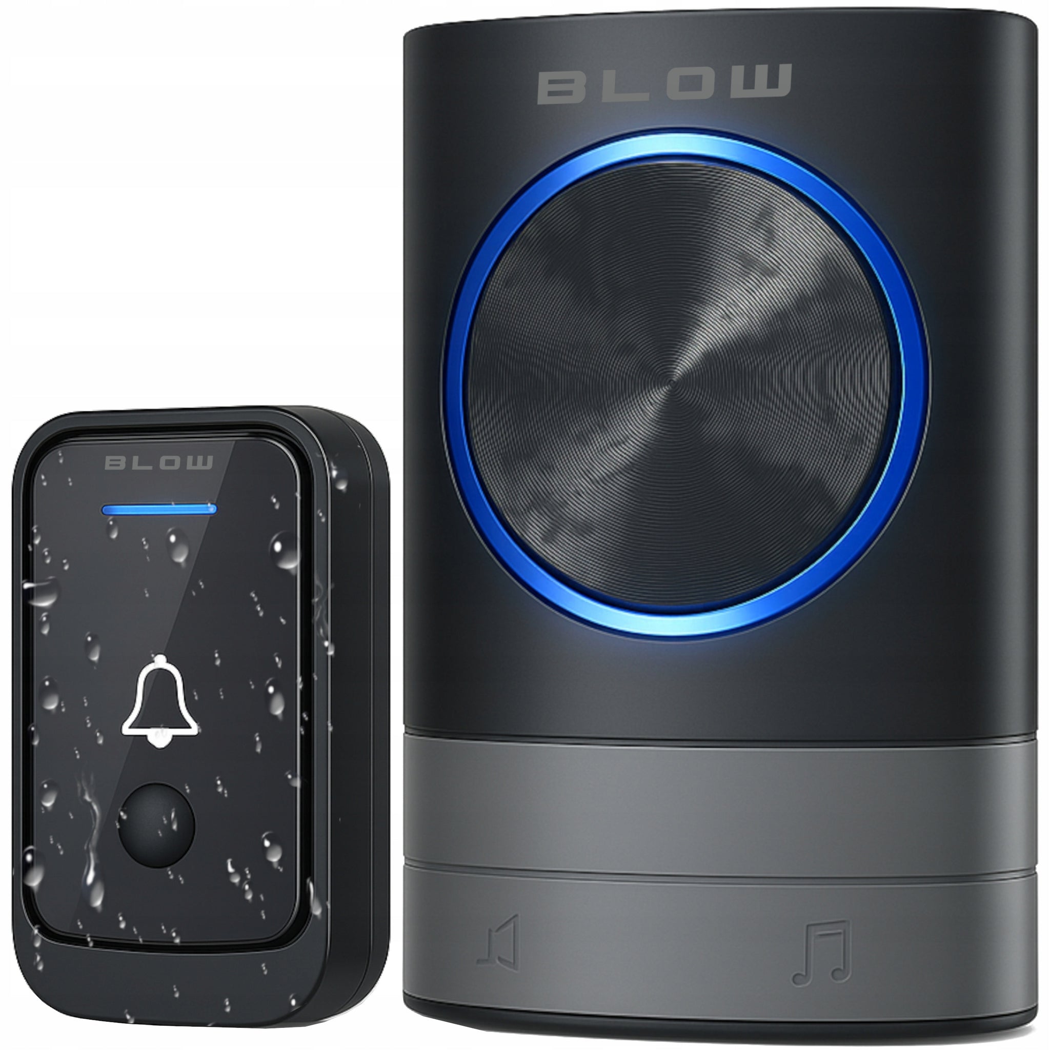 Belaidis vandeniui atsparus IP44 skambutis, ilgas veikimo nuotolis namų durims, varteliams