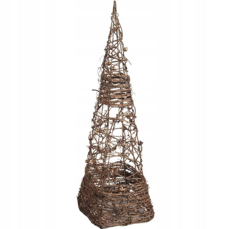 Dekoratyvinis rudas rotango kūgis Kalėdinė eglutė 60cm Kalėdinė figūrėlė papuošalas