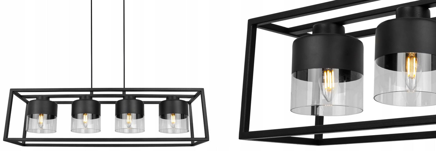 Dekoratyvinė pakabinama lempa su reguliuojamu pakreipimo kampu, skirta svetainei ROMA juoda