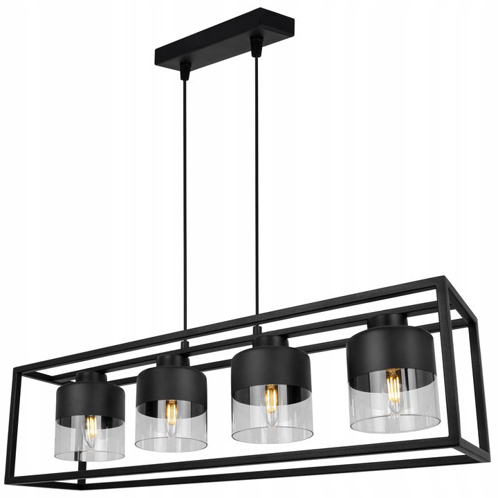 Dekoratyvinė pakabinama lempa su reguliuojamu pakreipimo kampu, skirta svetainei ROMA juoda