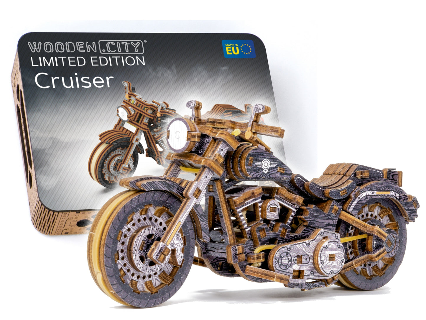 Mediniai 3D Dėlionės Modelis Motociklas Cruiser Wooden.City