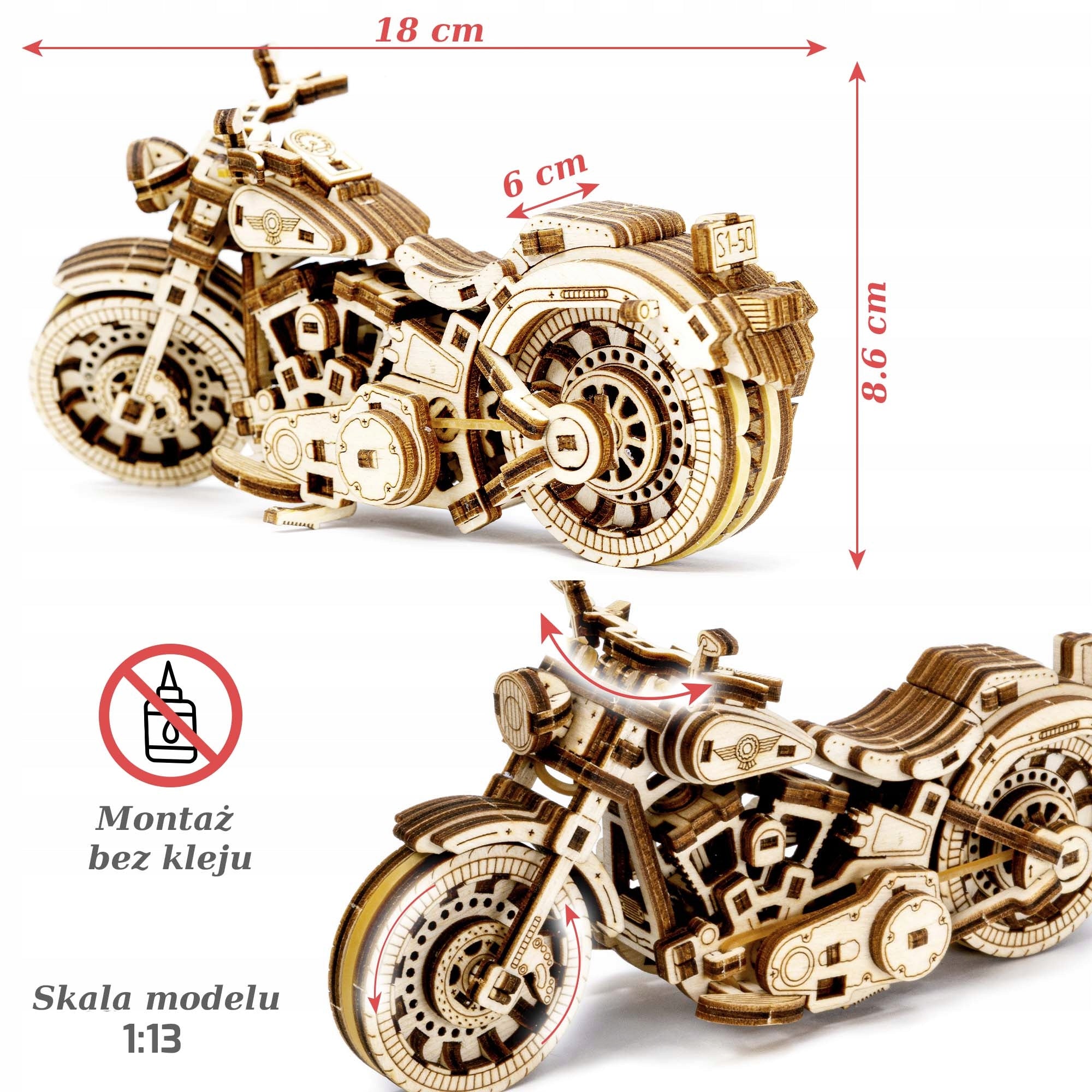 Mediniai 3D Dėlionės Modeliai Kruizeris V-Twin Wooden.City