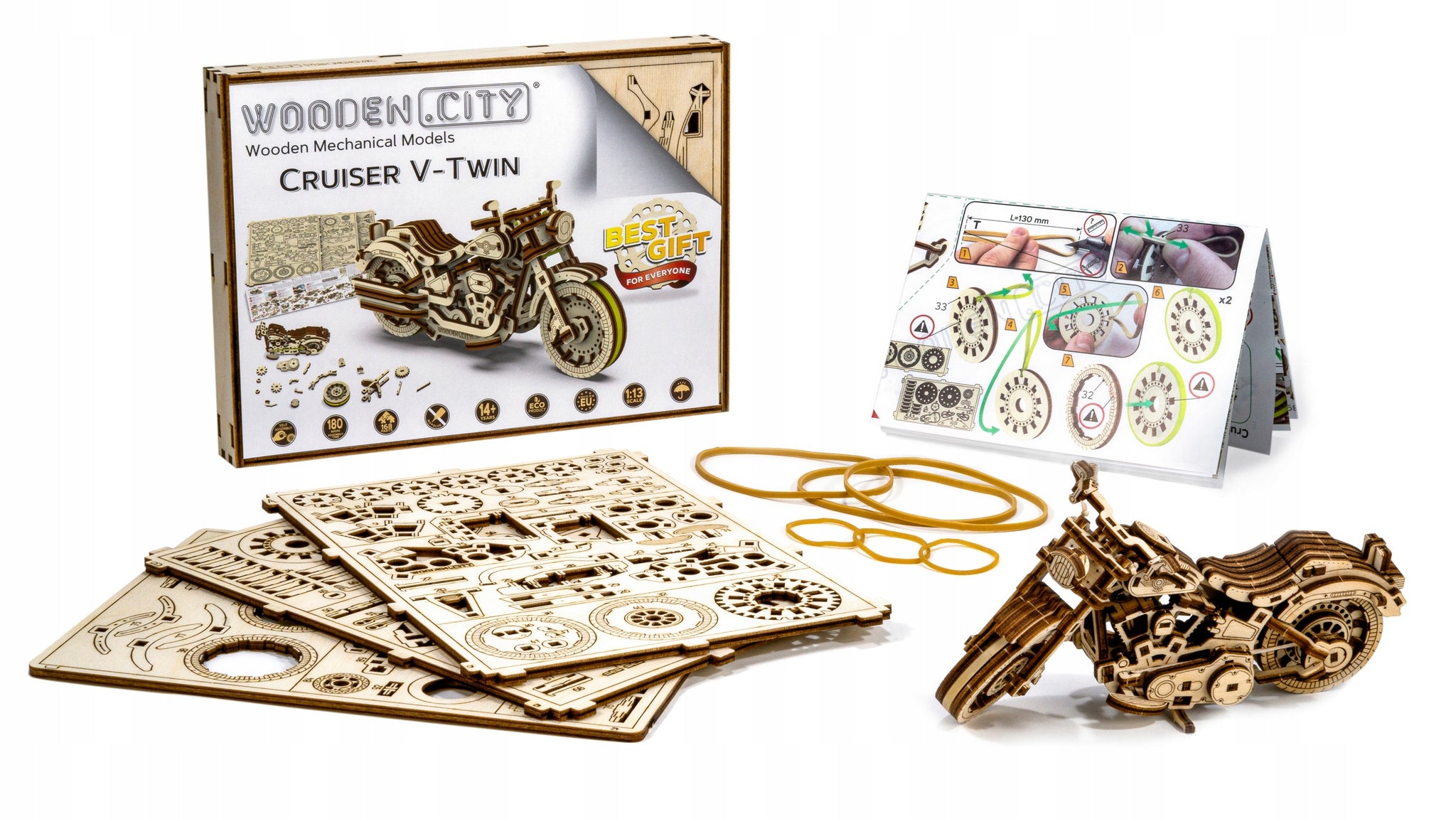 Mediniai 3D Dėlionės Modeliai Kruizeris V-Twin Wooden.City