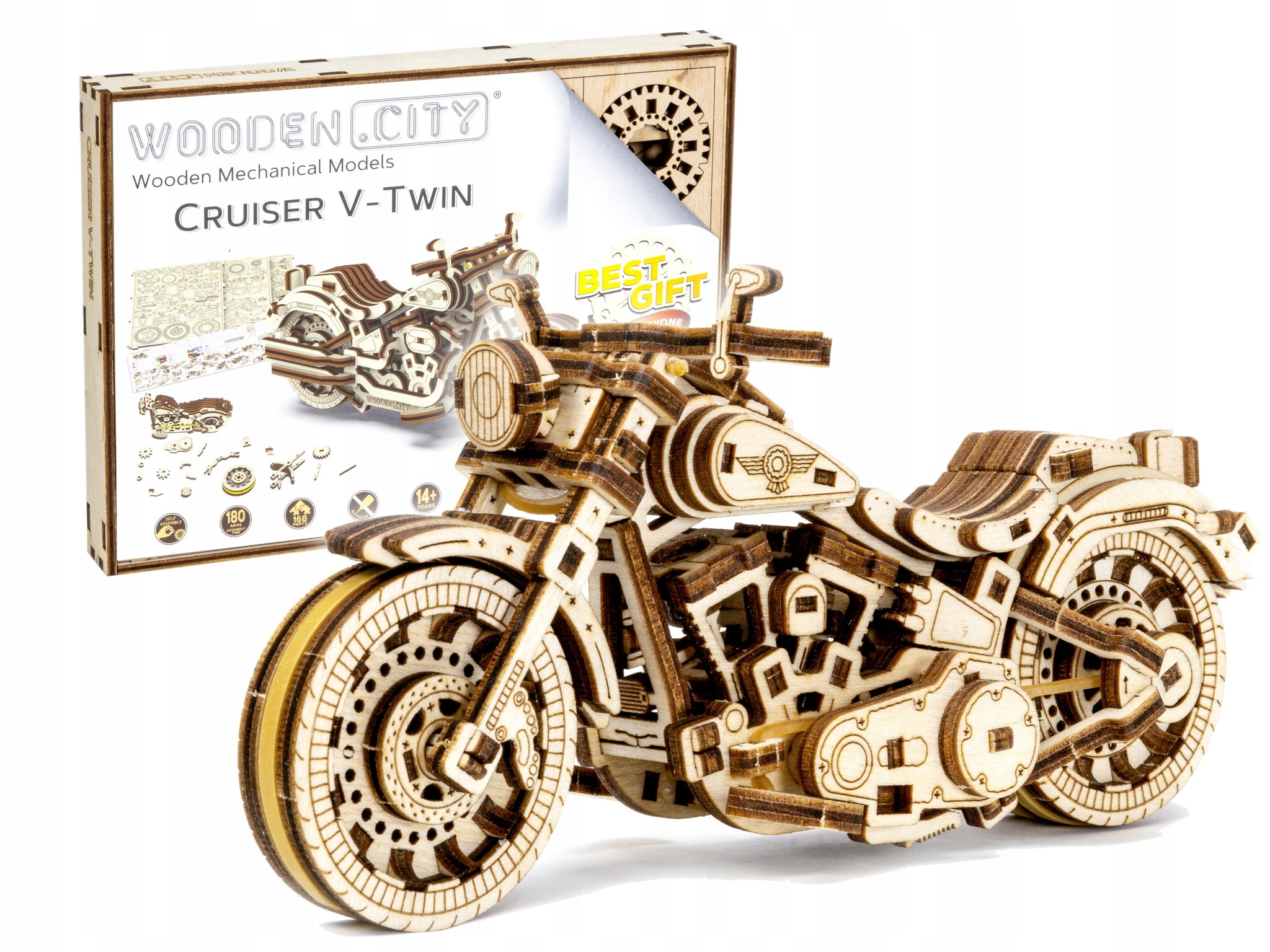 Mediniai 3D Dėlionės Modeliai Kruizeris V-Twin Wooden.City
