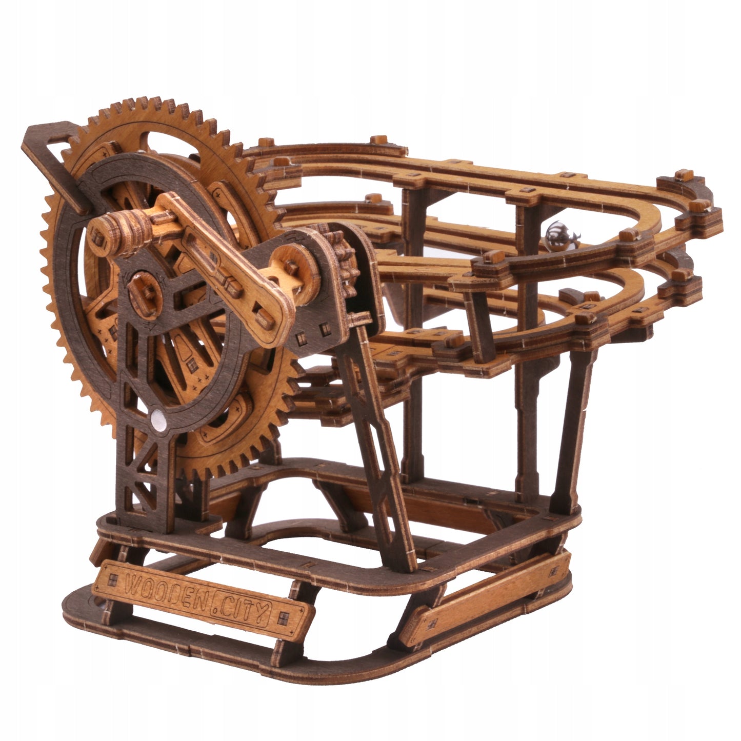 Medinis Mechaninis Bėgimo Takelis 3D Dėlionė Marble Run WOODEN.CITY