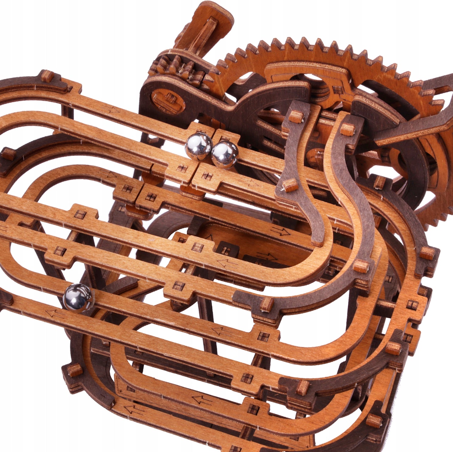 Medinis Mechaninis Bėgimo Takelis 3D Dėlionė Marble Run WOODEN.CITY