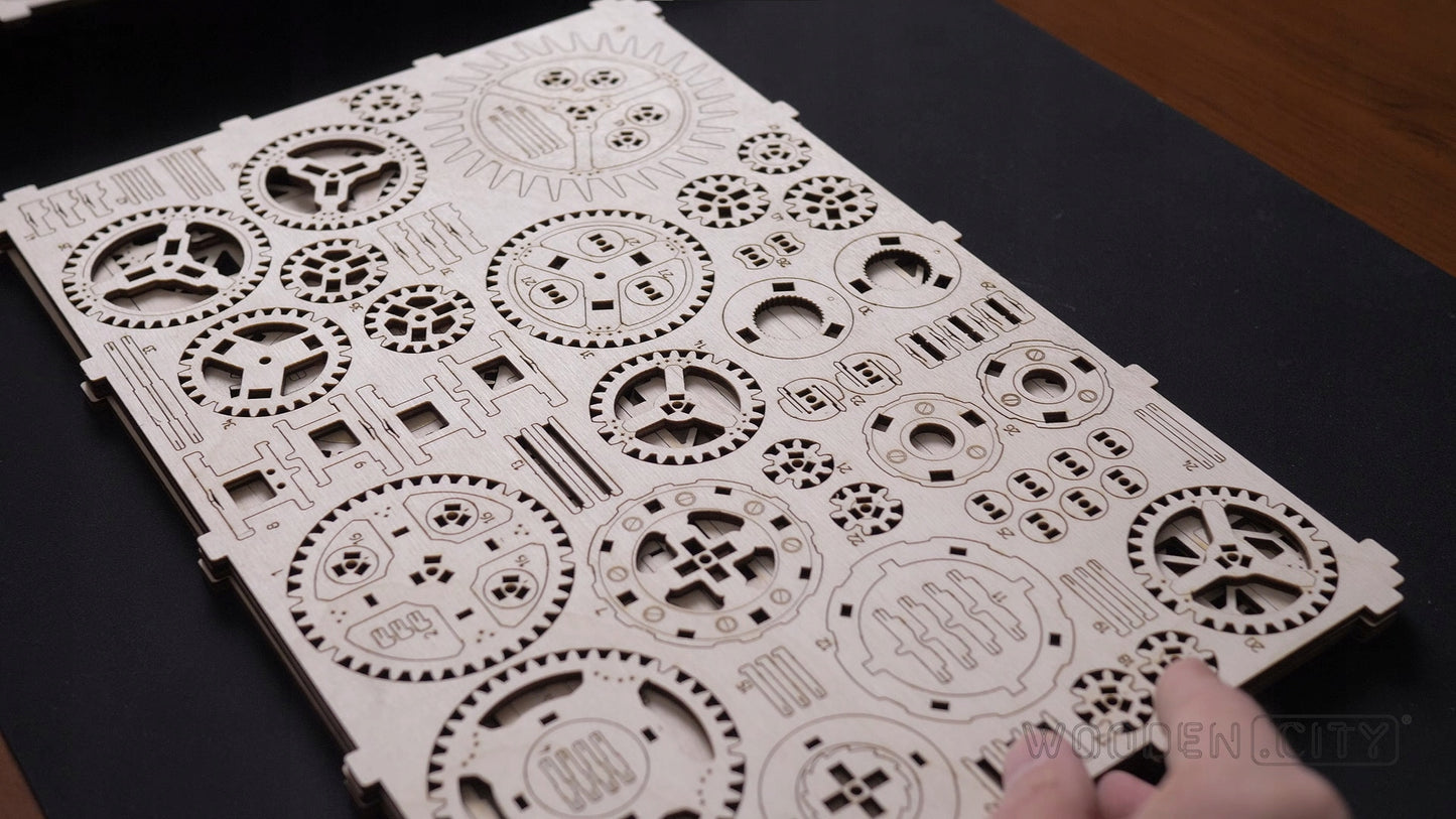 Medinis Steampunk laikrodis Wooden.City 3D dėlionė