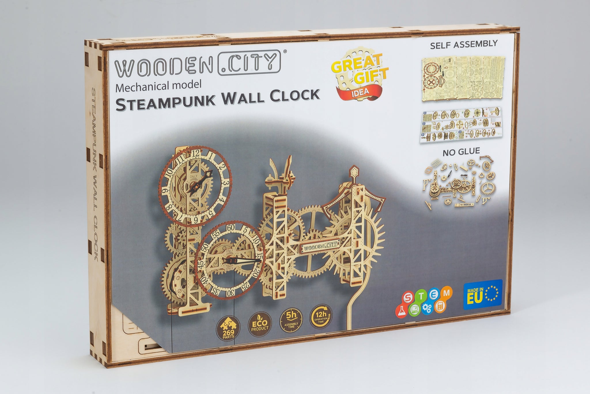 Medinis Steampunk laikrodis Wooden.City 3D dėlionė