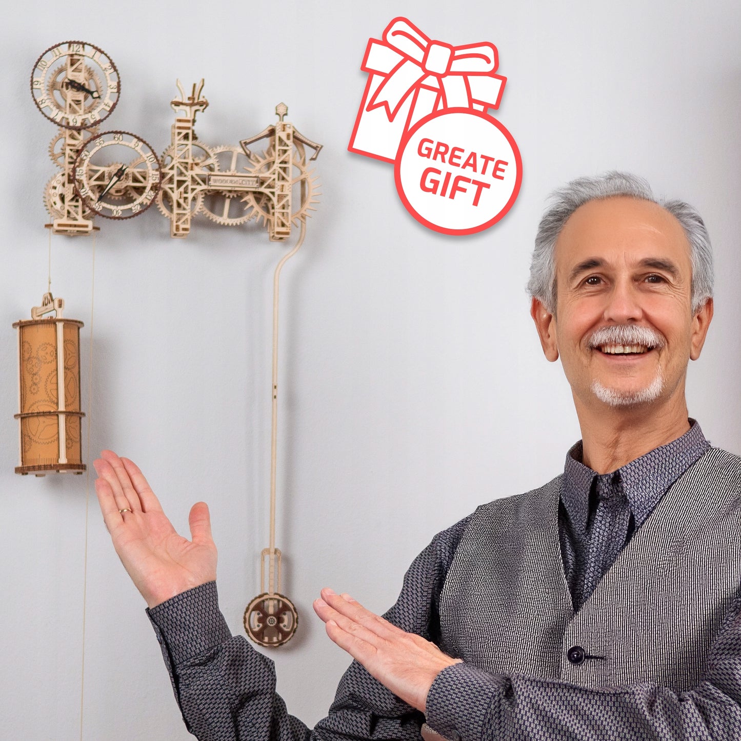 Medinis Steampunk laikrodis Wooden.City 3D dėlionė