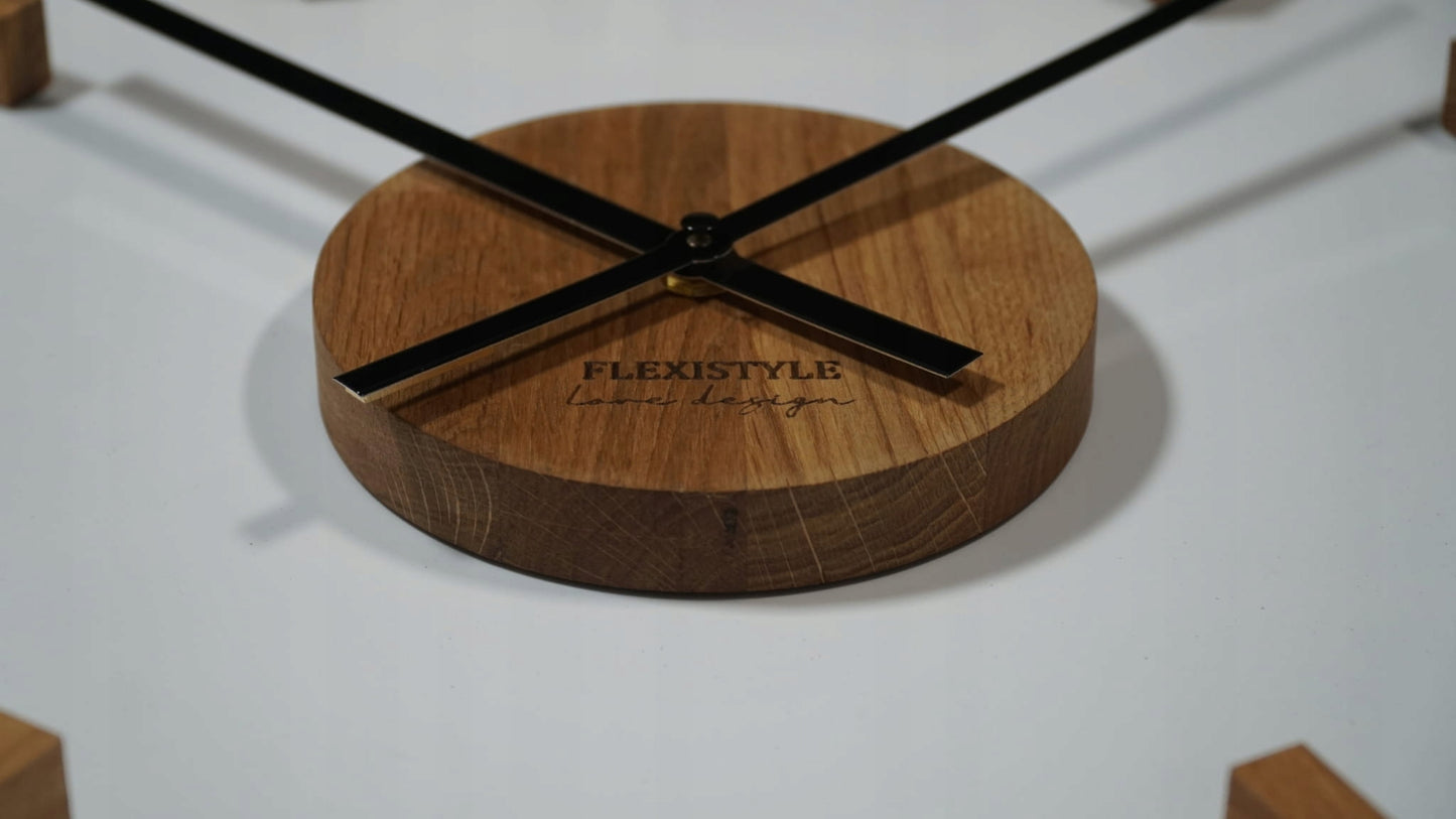 Medinis sieninis laikrodis ąžuolinis lipdomas EKO 75cm didelis svetainei