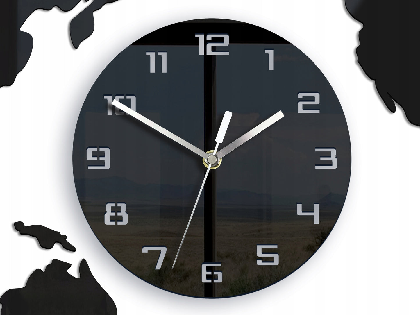 Didelis sieninis laikrodis "Žemėlapio" dizainas 80x40 Modernus 3D Tylus