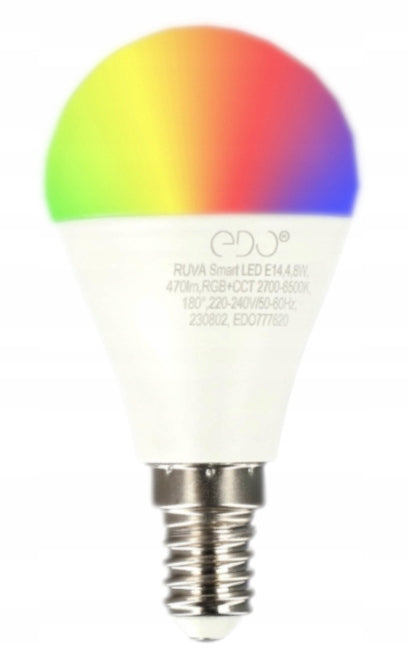 EDO LED lemputė E14 4,8W = 40W 470lm RGB +WW-CW WiFi TUYA SMART Išmani