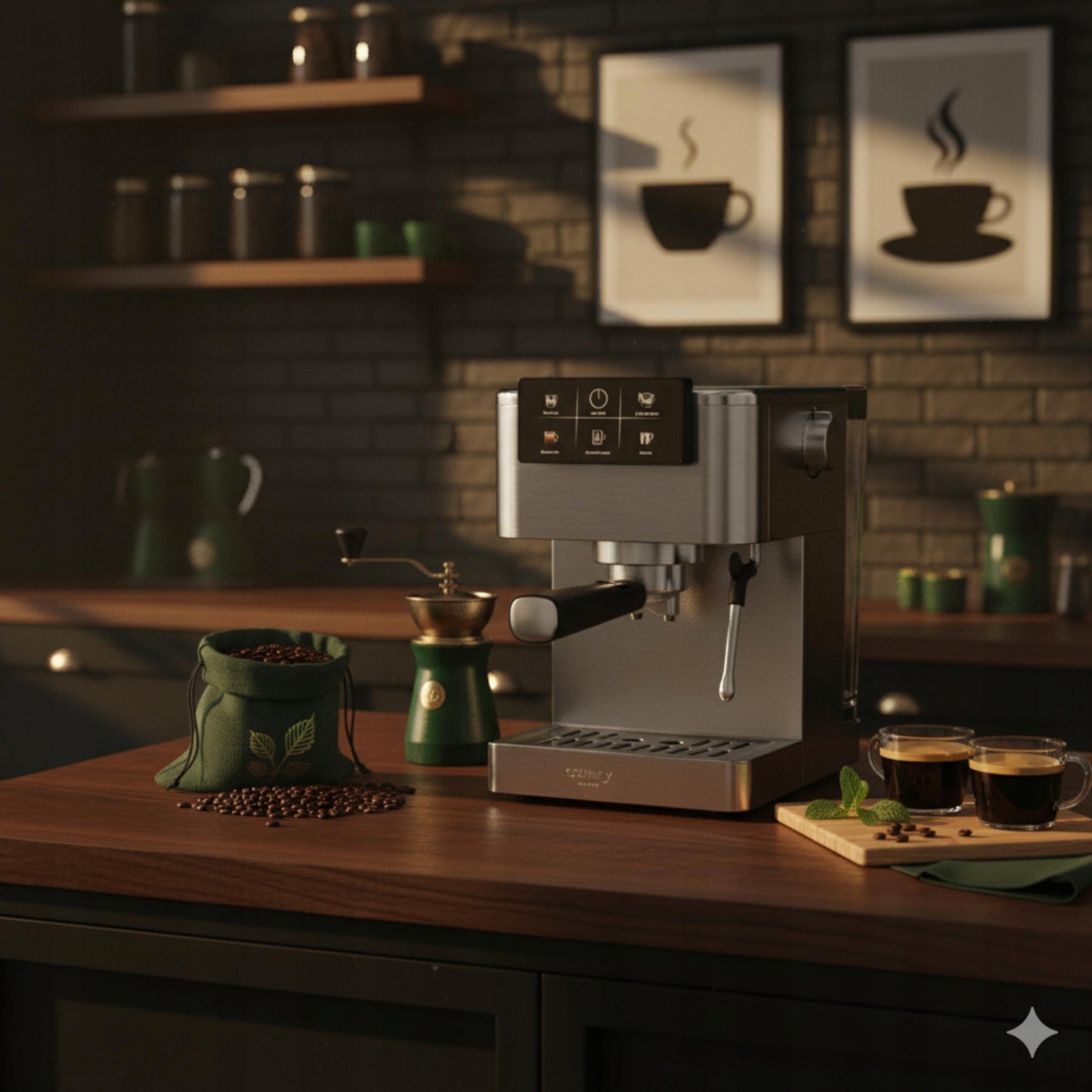 Slėginis kavos aparatas 20 bar 1350W Automatinis, su portafilteriu + pieno putų plakiklis