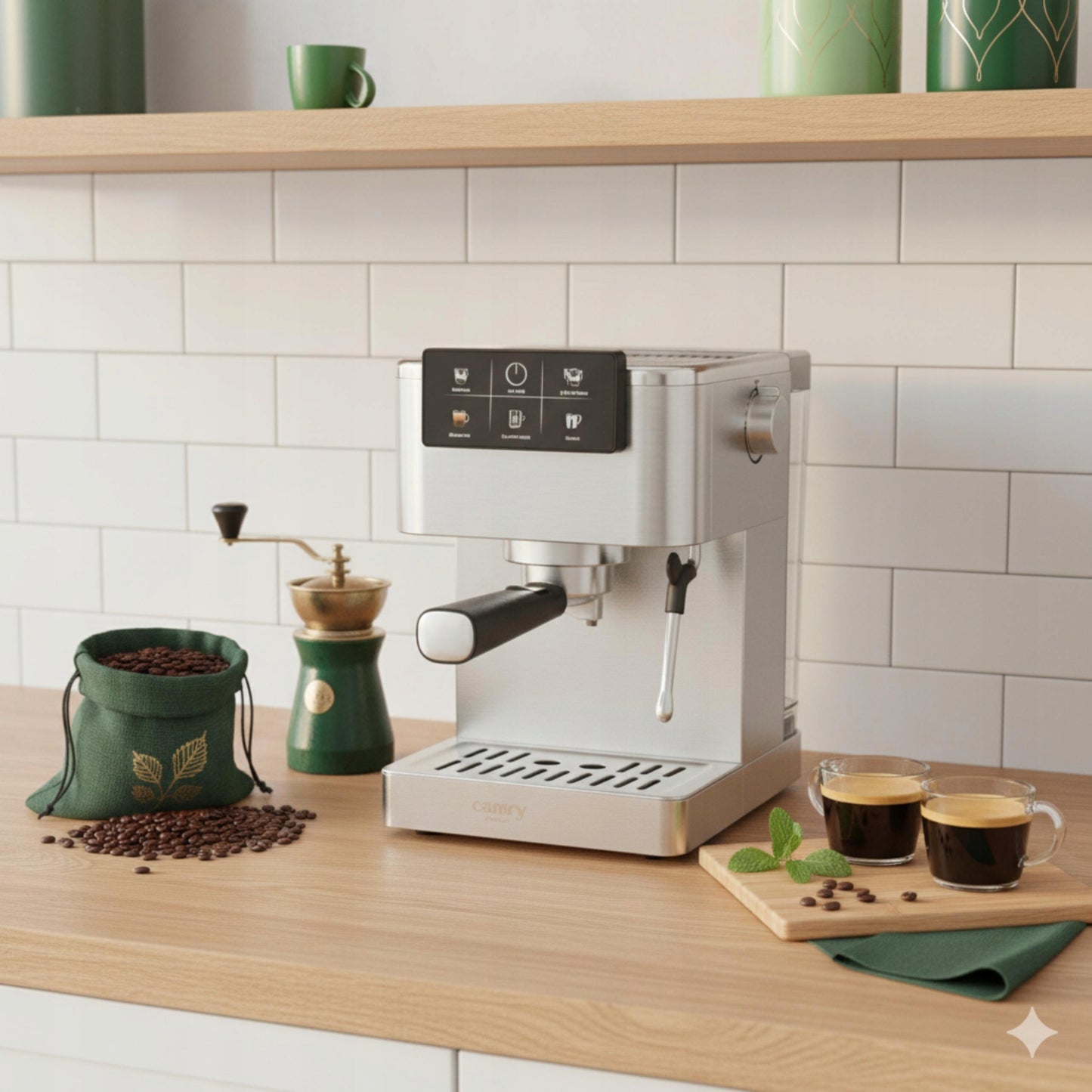 Slėginis kavos aparatas 20 bar 1350W Automatinis, su portafilteriu + pieno putų plakiklis