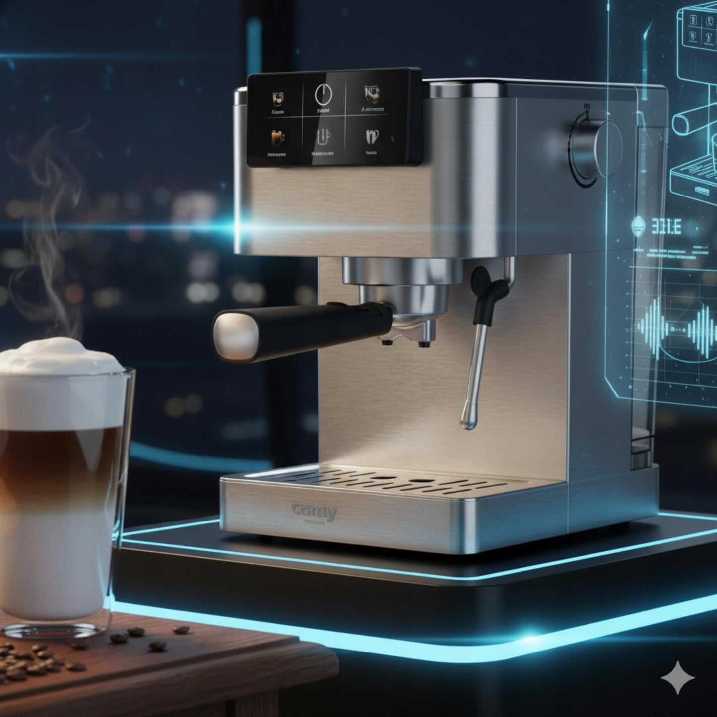 Slėginis kavos aparatas 20 bar 1350W Automatinis, su portafilteriu + pieno putų plakiklis