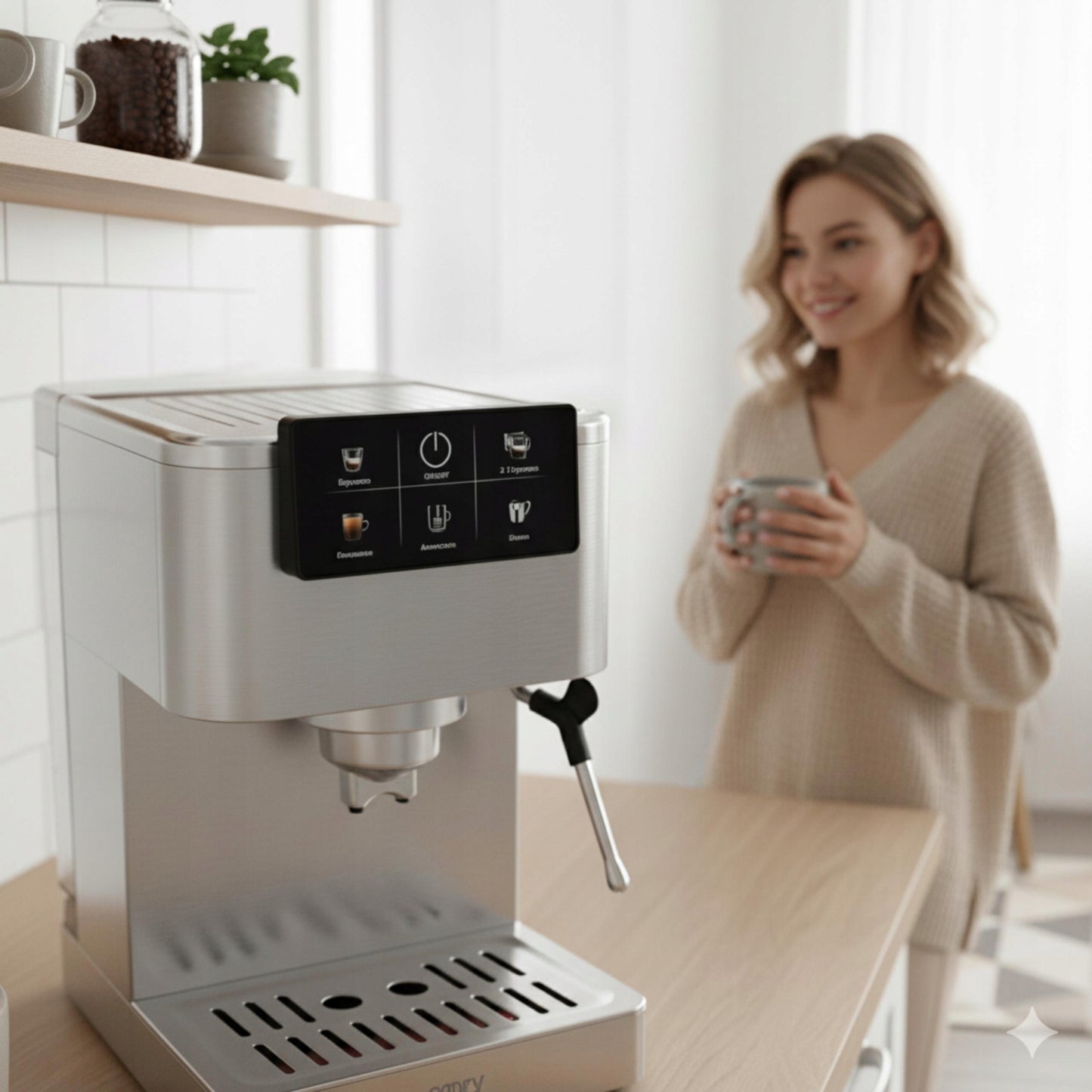 Slėginis kavos aparatas 20 bar 1350W Automatinis, su portafilteriu + pieno putų plakiklis