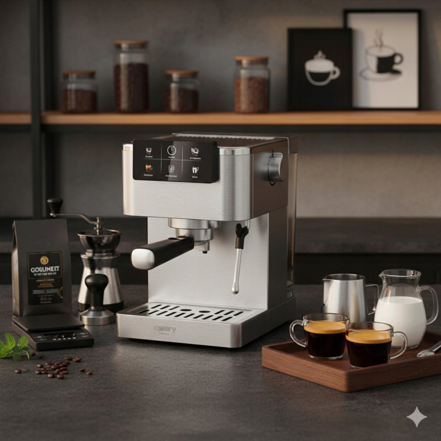 Slėginis kavos aparatas 20 bar 1350W Automatinis, su portafilteriu + pieno putų plakiklis