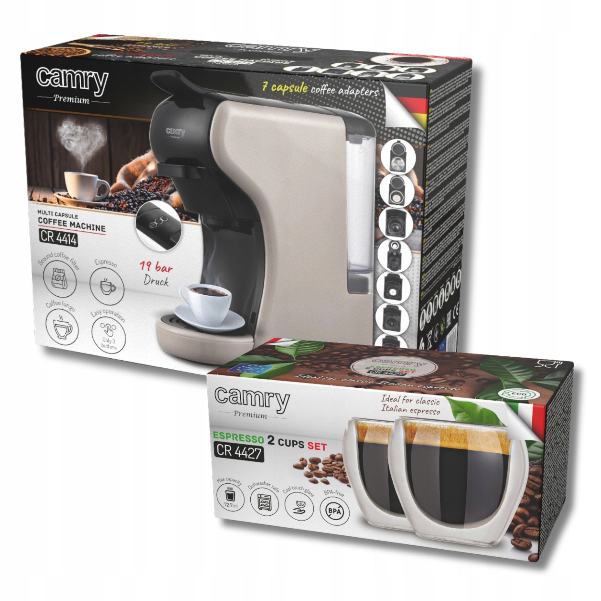 Slėginis kavos aparatas kapsulėms Nespresso Dolce Gusto Tchibo + puodelis