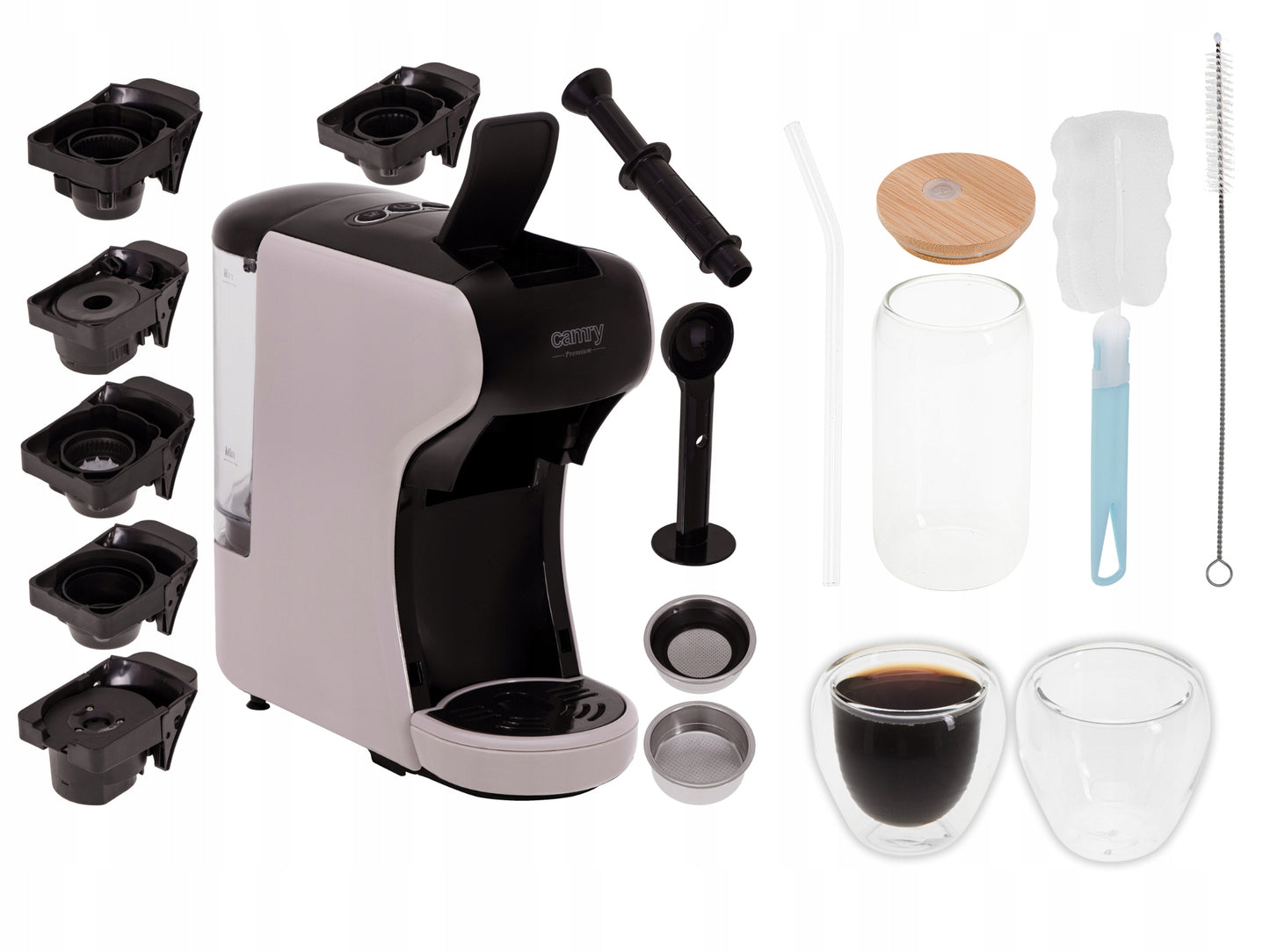 Slėginis kavos aparatas kapsulėms Nespresso Dolce Gusto Tchibo + taurės