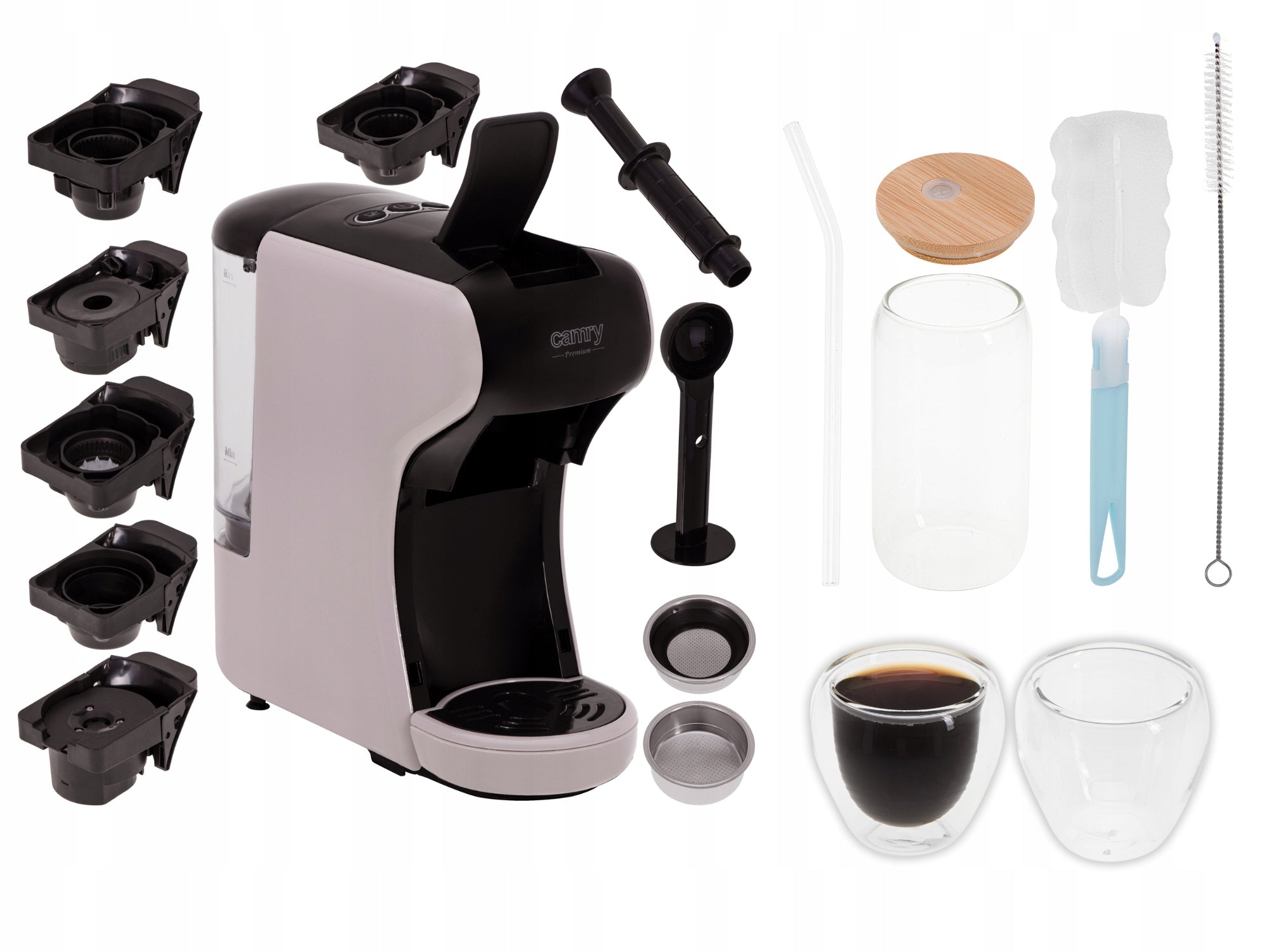 Slėginis kavos aparatas kapsulėms Nespresso Dolce Gusto Tchibo + taurės