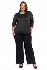 Elegantiškas moteriškas blizgantis madingas 3/4 rankovių palaidų marškinių palaidinė, Moraj XL