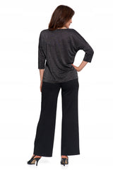 Elegantiškas moteriškas blizgantis madingas 3/4 rankovių palaidų marškinių palaidinė, Moraj XL