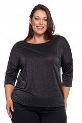 Elegantiškas moteriškas blizgantis madingas 3/4 rankovių palaidų marškinių palaidinė, Moraj XL