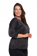 Elegantiškas moteriškas blizgantis madingas 3/4 rankovių palaidų marškinių palaidinė, Moraj XL