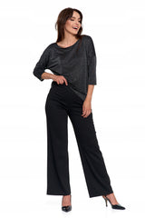 Elegantiškas moteriškas blizgantis madingas 3/4 rankovių palaidų marškinių palaidinė, Moraj XL