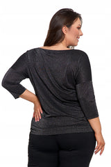 ELEGANTIŠKA MOTERIŠKA BLIŪZĖ BLIZGANTI MADINGA 3/4 RANKOVĖ LAISVA MARŠKINĖLIŲ MORAJ XXL