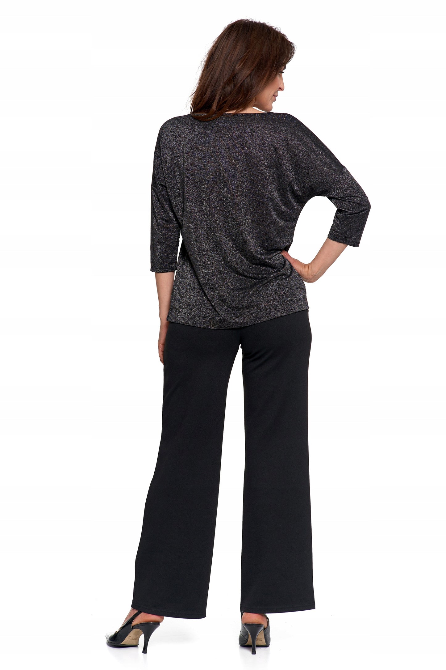 ELEGANTIŠKA MOTERIŠKA BLIŪZĖ BLIZGANTI MADINGA 3/4 RANKOVĖ LAISVA MARŠKINĖLIŲ MORAJ XXL