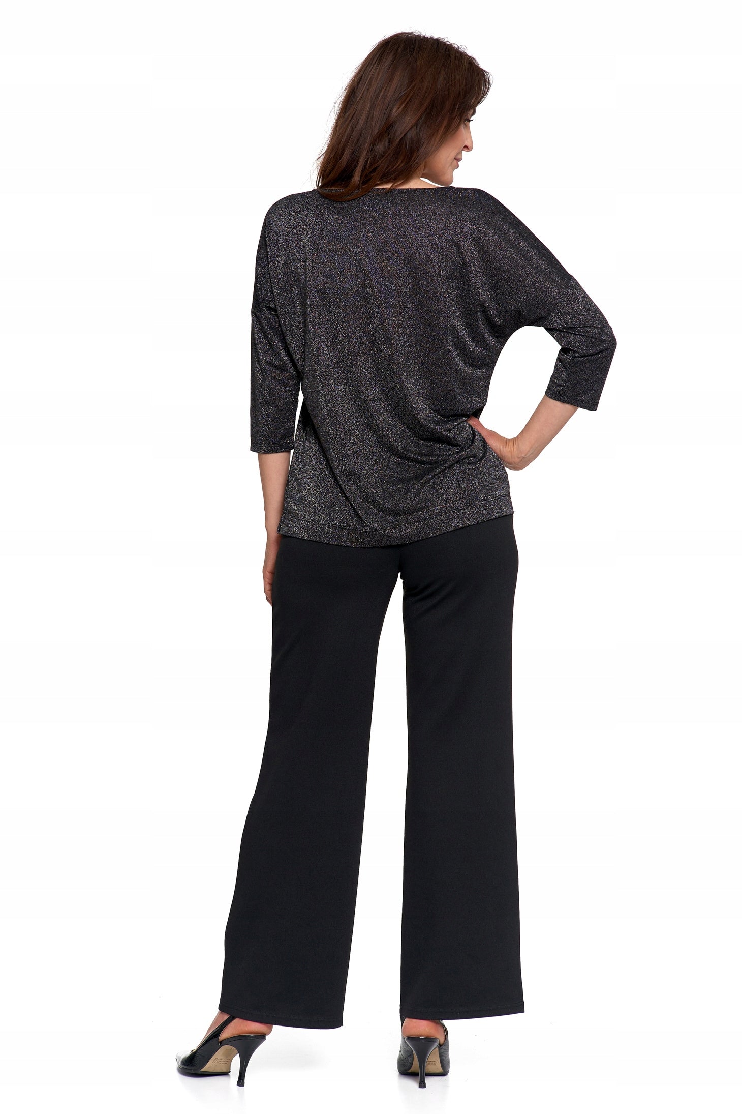 ELEGANTIŠKA MOTERIŠKA BLIŪZĖ BLIZGANTI MADINGA 3/4 RANKOVĖ LAISVA MARŠKINĖLIŲ MORAJ XXL