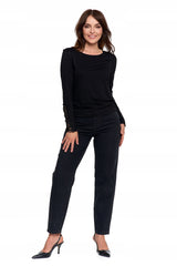 Elegantiška moteriška juoda palaidinė su nėriniais ir ilgomis rankovėmis, madinga Moraj 3XL