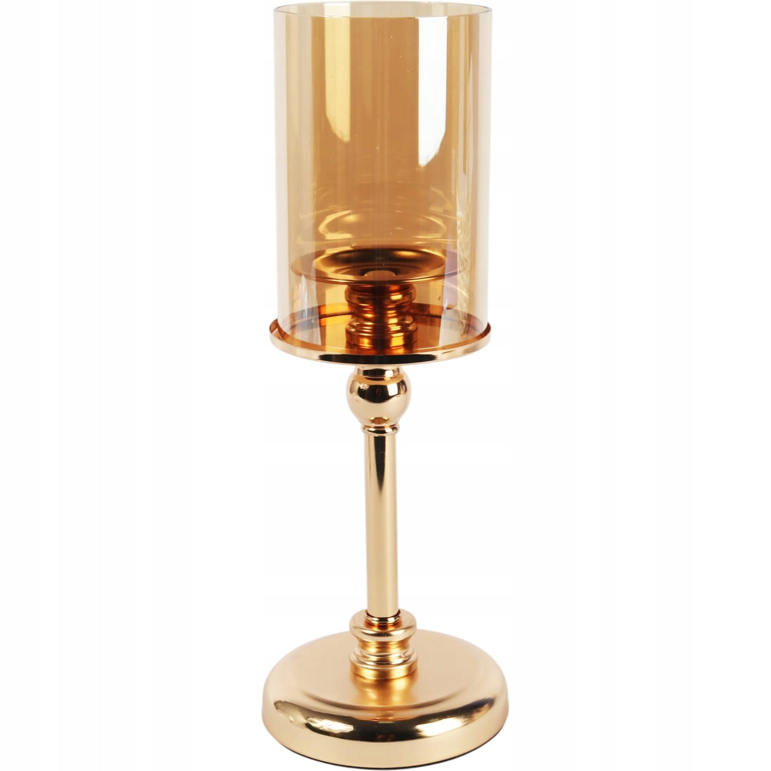 Elegantiška auksinė žvakidė su 35 cm stikliniu cilindru, Kalėdinė dekoracija