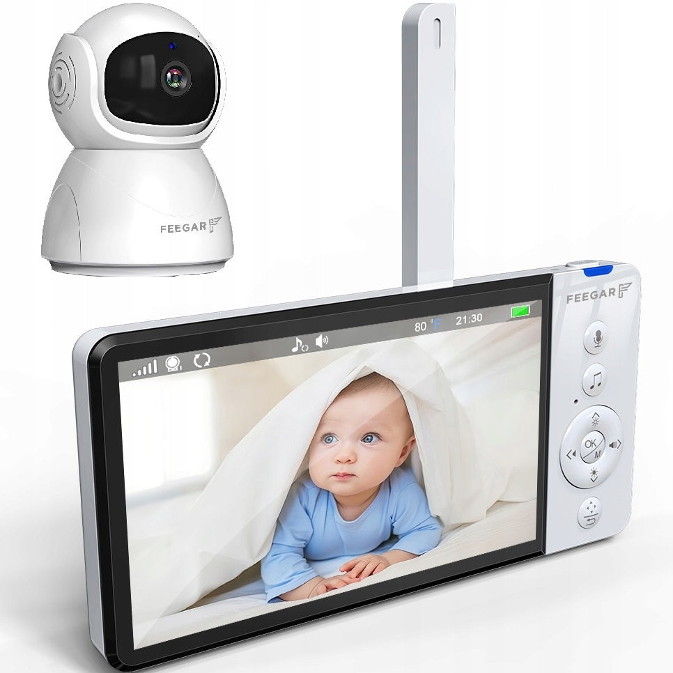 Elektroninė auklė Feegar Sukama kamera 5 colių LCD 5000mAh Priartinimas Įrašymas