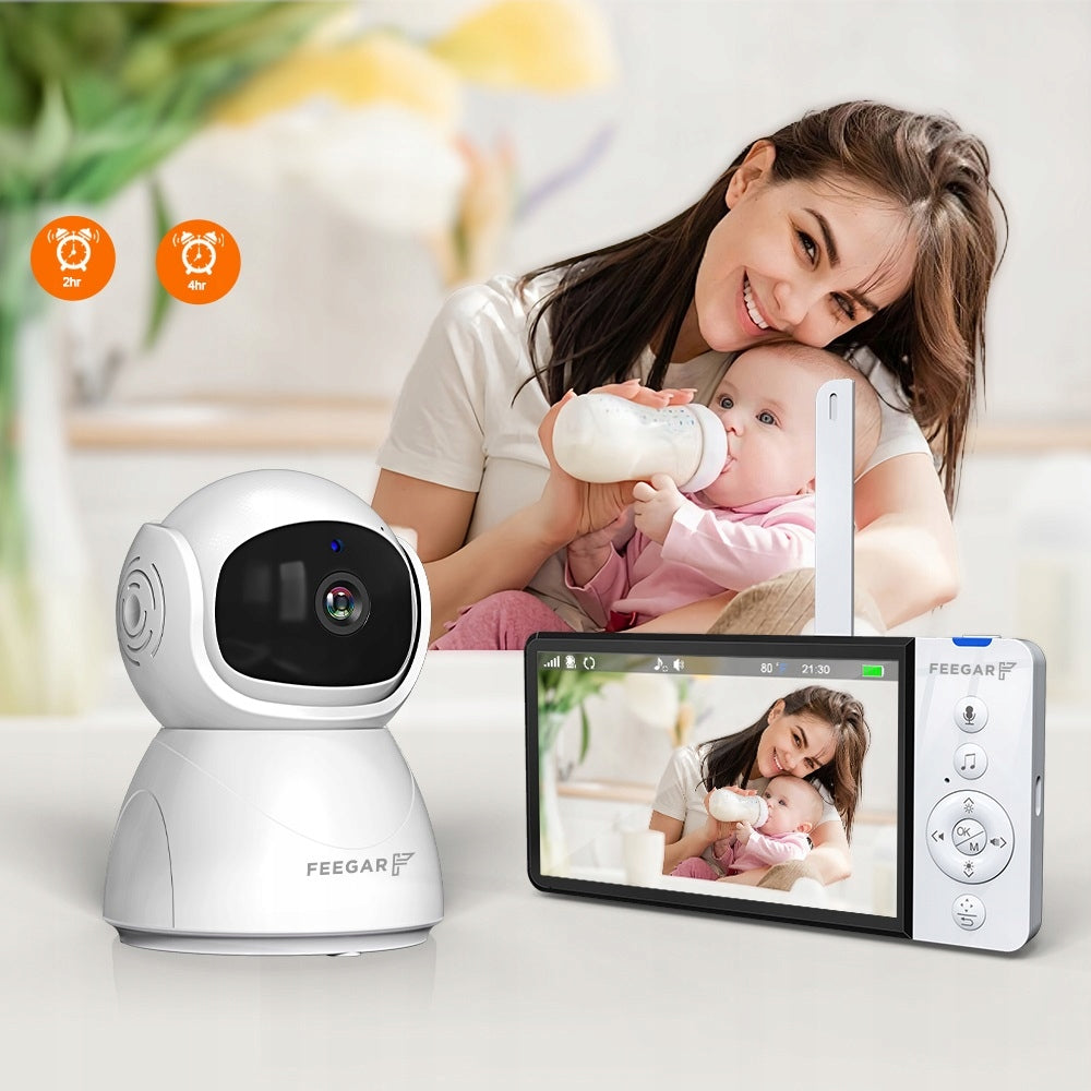 Elektroninė auklė Feegar Sukama kamera 5 colių LCD 5000mAh Priartinimas Įrašymas